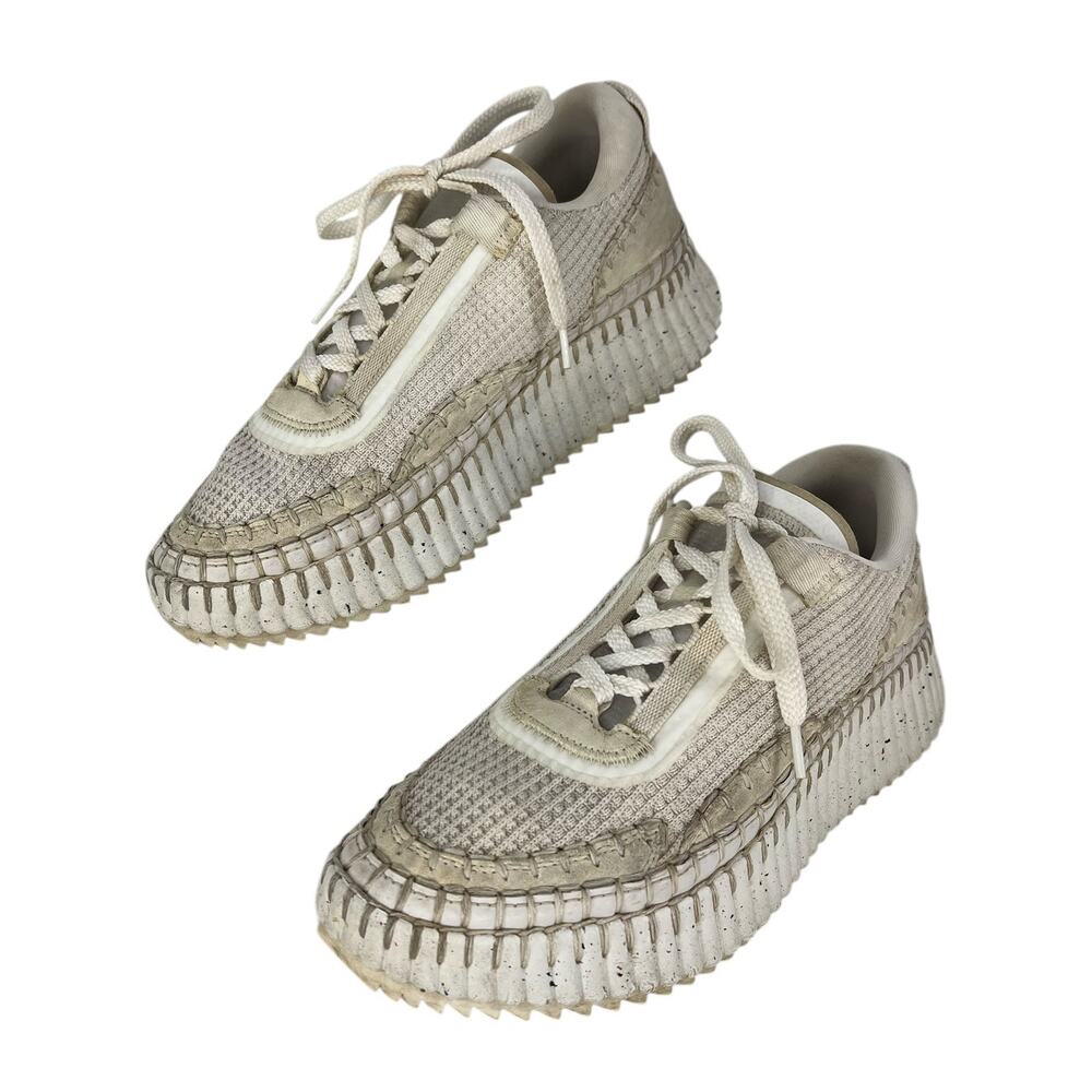 Chloe Beige White Platform Athletic Sneakers